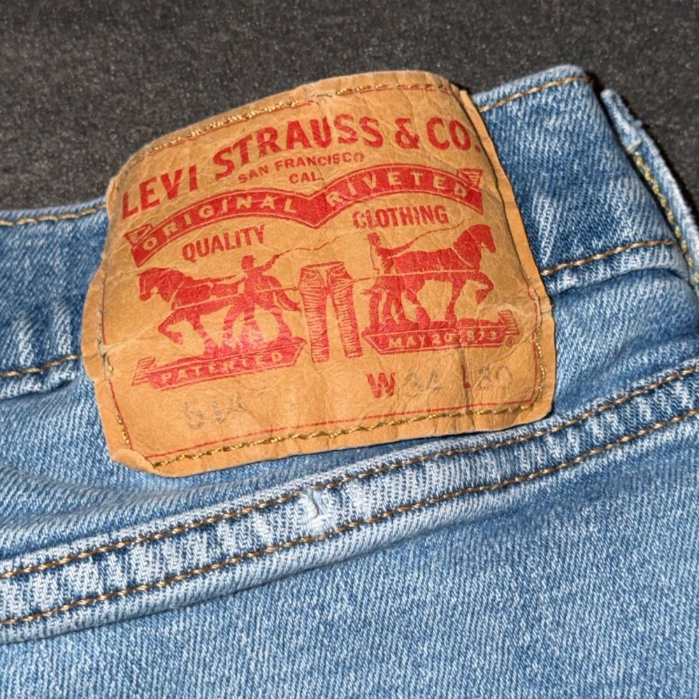 Levis 514 Mens Light Wash Denim Cut Off Shorts Size 34 Raw Hem Blue Jorts - Picture 3 of 4